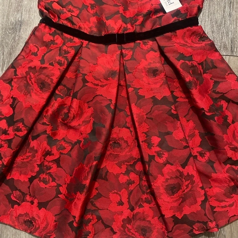 The Children’s Place Holiday Red Floral Fit & Flare Sleeveless Dress 5T